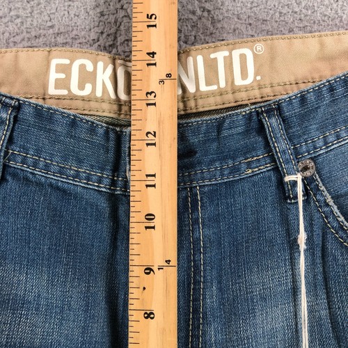VTG Ecko Unltd Jeans Mens 38x33 Blue Baggy Fit Wide Leg Faded Skater Hip Hop NEW - Picture 14 of 19