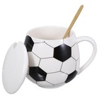 Football Ceramics Coffee Mug With Lid And Spoon Cute Water Drinking Cup