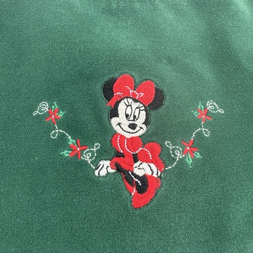 Vintage -Disney Store Minnie Mouse Embroidered Green Velvet Holiday Dress 12 Mos - Picture 6 of 15