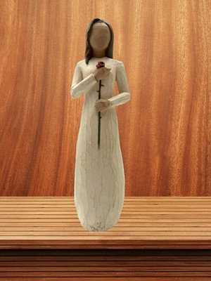 Willow Tree  Love  Figurine  Woman /Girl Holding Rose Tall Susan Lordi Demdaco
