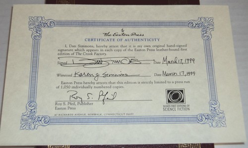 THE CROOK FACTORY - SIGNED by DAN SIMMONS - 1999 Leather Easton Press LTD ED. - Picture 5 of 5