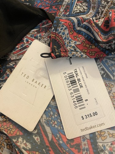 Vestido Ted Baker London ELORNNA Linterna Midi Talla 5 Azul Coral Blanco - Imagen 11 de 23