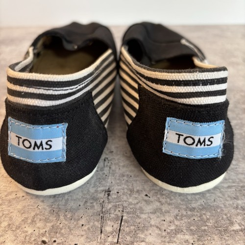 TOMS scarpe donna classiche Alpargata nere tela righe taglia 9 US 39 EU NUOVE SENZA SCATOLA - Foto 5 di 8