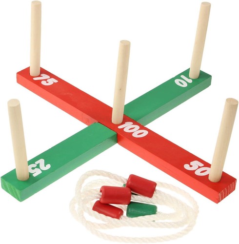 🔥Garden Games Quoits Set Wooden Outdoor Ring Toss BBQ Kids Giant Beach Camping - Picture 5 of 7