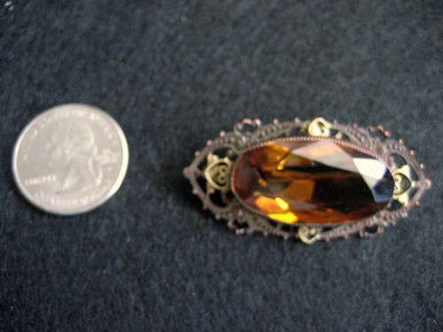 BROCHE DE FILIGRANA DE VIDRIO TOPACIO DE COLECCIÓN HECHO A MANO COLECCIONABLE - Imagen 2 de 4