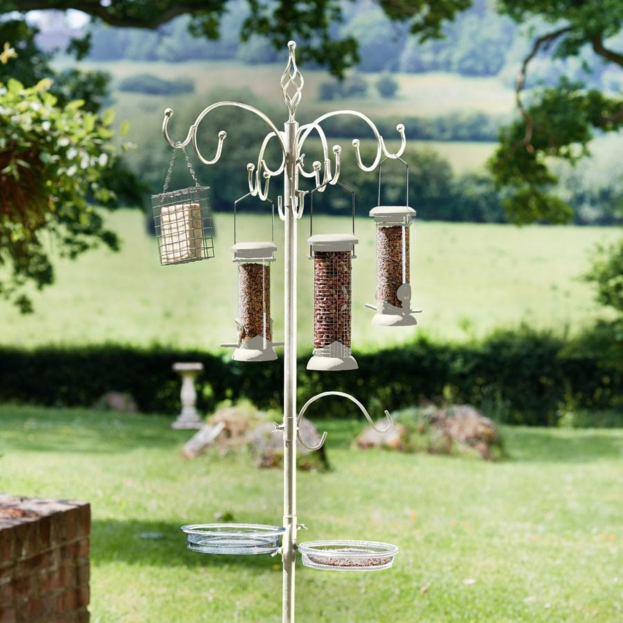 Cream Complete Bird Feeding Dining Station Water Bath Feeder Hanging Birds Feed Cream Complete Bird Feeding Dining Station Water Bath Feeder Hanging Birds Feed