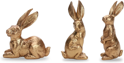 Resin Gold Bunny Decor Rabbit Figurines, Small Easter Bunny Figurine Set of 3, V - Picture 10 of 12