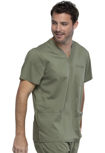 Cherokee Workwear Scrubs WW Revolution Men V Neck Top WW670 OLV Olive Free Ship - Picture 4 of 5