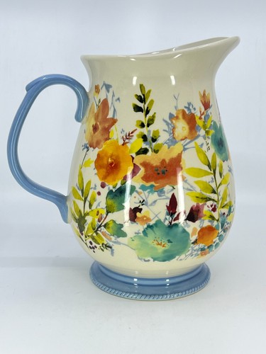 Pioneer Woman pitcher stoneware 3 quart Flower Blue, Orange Willow Pattern NEW - Bild 10 von 21
