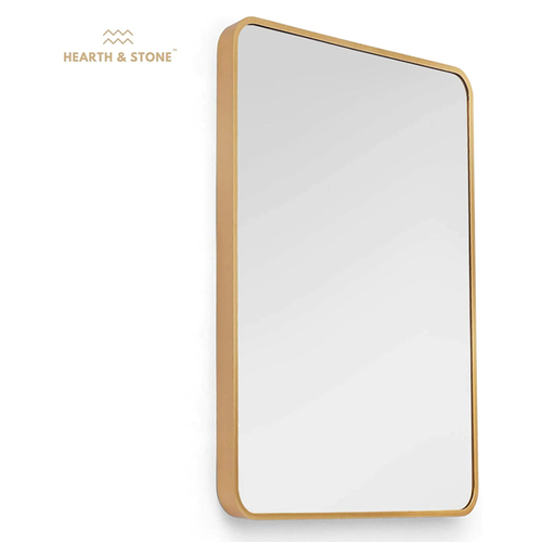 Brushed Gold Aluminium Designer Mirror 55*70 cm Bathroom Living Hall RRP £199 - Picture 2 of 12