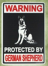 at home wall art Warning protected by German Shepherd tin metal sign