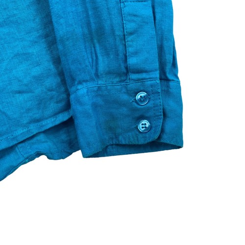 INC International Concepts Button Up Shirt Womens Size 0 Blue Linen Long Sleeve - Picture 14 of 20