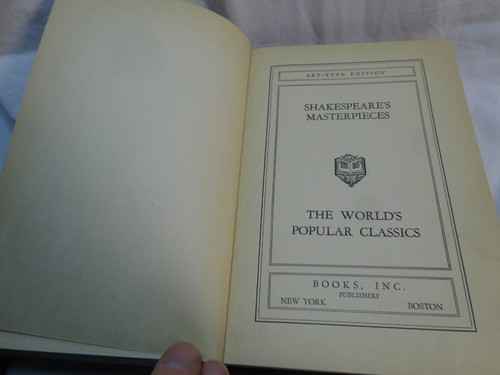 Shakespeare's Masterpieces The World's Popular Classics Art-Type Edition Book - Picture 3 of 9