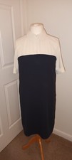 Hobbs Size 10 Black Cream Lined Chiffon Dress Work Or Occasion Knee Length Vgc