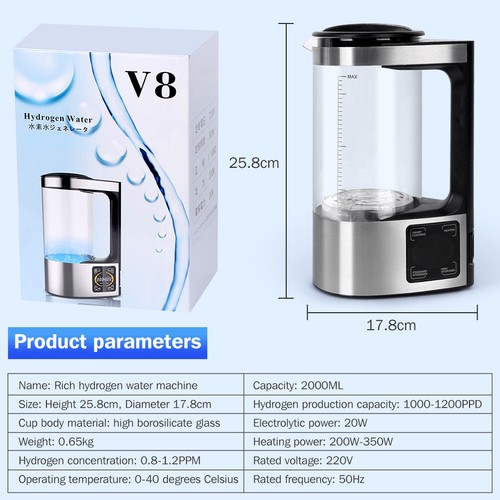 Home Electric Hydrogen Rich Alkaline Water Ionizer Generator Machine Kettle/2L - Picture 11 of 15