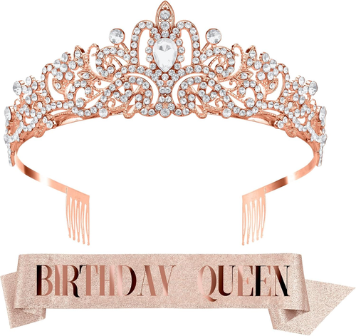 Faja y tiara de reina de cumpleaños para mujer - Juego de corona y diadema - Imagen 11 de 12