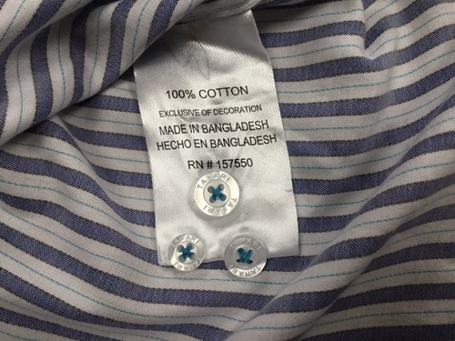 TAHARI Mens Blue Stripe Button-Up Cotton Shirt ~ Size S ~ NEW~ Long Sleeve - Picture 12 of 12