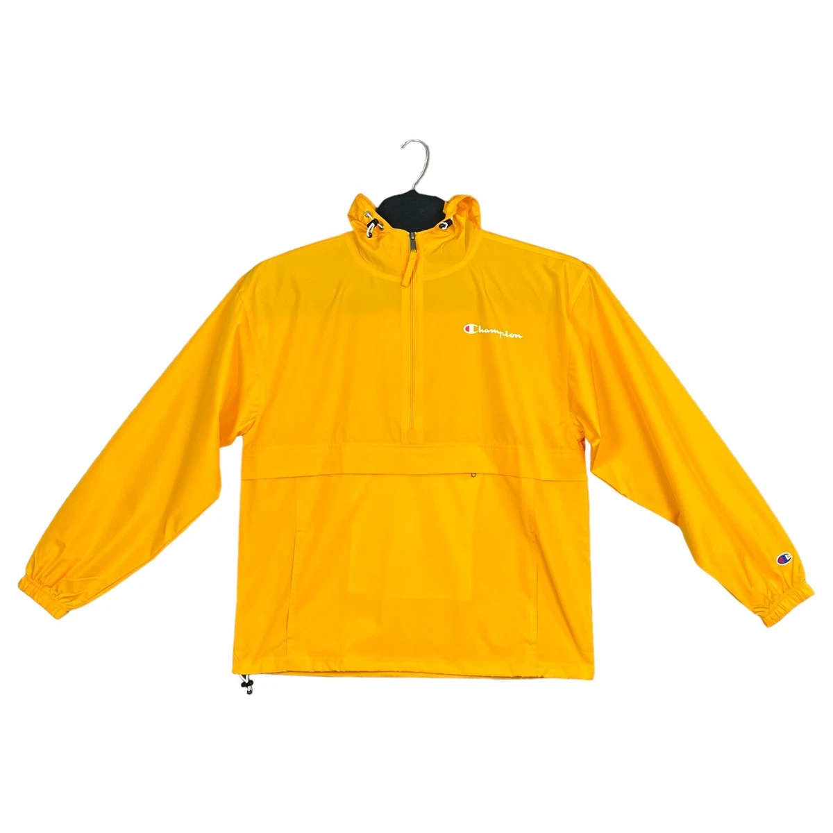 Champion Mens Womens Water Resistant Jacket Size M Yellow Waterproof Pullover