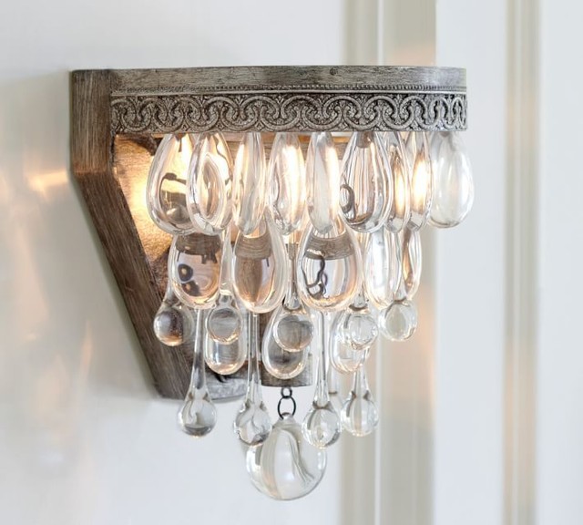Pottery Barn Clarissa Crystal Drop Wall Sconce Light Lighting Pottery Barn Clarissa Crystal Drop Wall Sconce Light Lighting Fixture