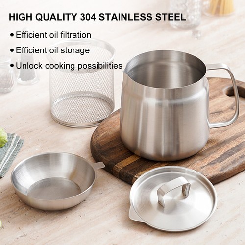 1.5L Deep Frying Pot Oil Filter Tank Stainless Steel Oil Fryer Filter Cup Combo - Picture 3 of 11