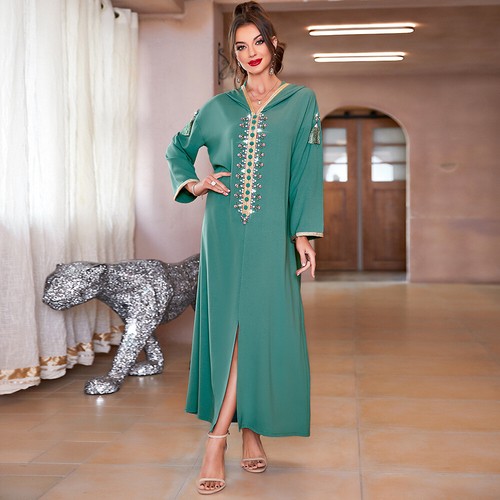 Muslim Women Long Maxi Dress Abaya Hooded Robe Dubai Arab Robe Islamic Casual - Bild 43 von 253