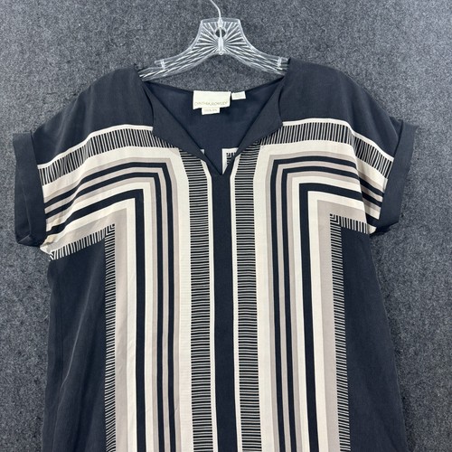 Cynthia Rowley Dress Women's 4 Black Geometric 100% Silk Slip Lined Lightweight - Picture 2 of 7