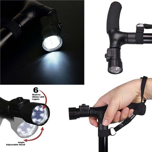 Lightweight Folding Adjustable LED Walking Stick Aluminium Hiking Travel Cane AU - Picture 8 of 24