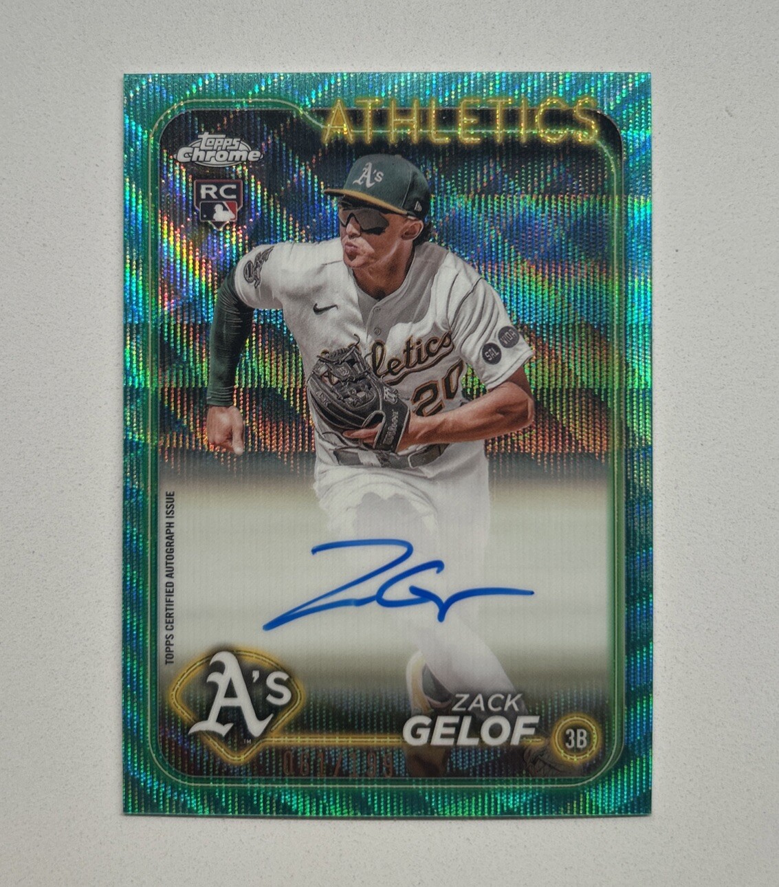2024 Topps Chrome - Rookie Auto Aqua Wave Ref RA-ZG Zack Gelof 061/199 (AU, RC)