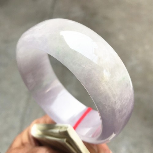 62.5MM Burma Natural Ice Lavender Jadeite Jade Bracelet Wide Jade Bangle - Picture 10 of 14