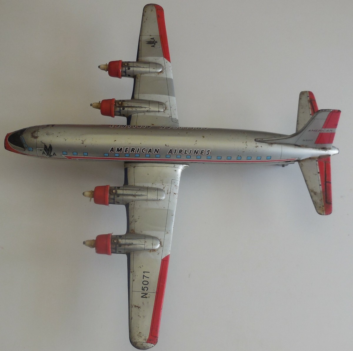VINTAGE TIN TOY AIRPLANE AMERICAN AIRLINES AA N 5071 JAPAN VINTAGE TIN TOY AIRPLANE AMERICAN AIRLINES AA N 5071 JAPAN