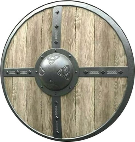 Medieval Viking Shield Wood & Steel LARP SCA Warrior Shield For Cosplay & Decor - Picture 3 of 3