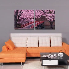 Cherry Blossom ready to hang 2 panel fiberboard canvas print/surpassed stretched
