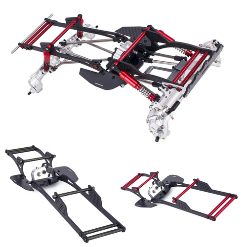 Carbon Fiber LCG Chassis Kit w/ gearbox for 1/10 RC Crawler Comp Rigs SCX10 DIY - Picture 1 of 46