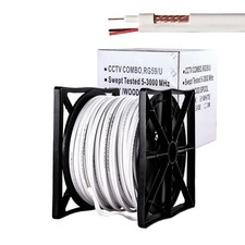 RG59 Siamese Coaxial Cable 500ft 20AWG 18/2AWG CCTV Security Camera Wire White