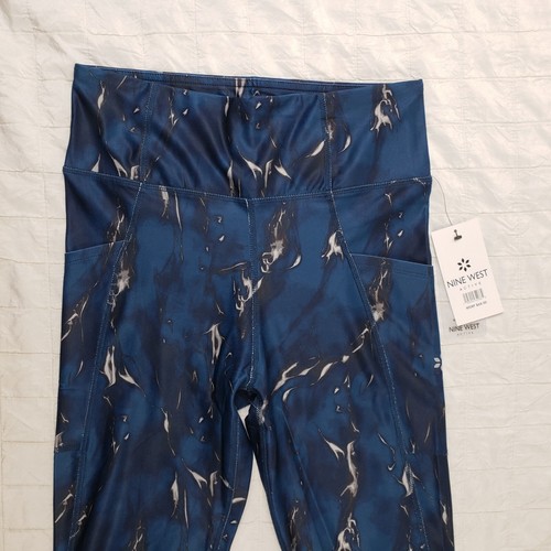 NEW Nine West Active Cropped Leggings Size MEDIUM Blue Pockets High Rise NWT $68 - Picture 8 of 12