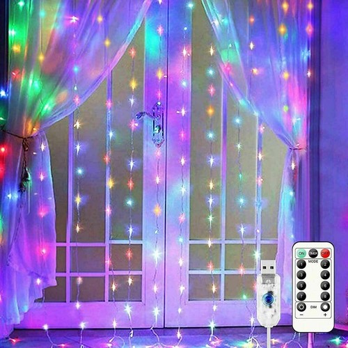 3Mx3M LED Curtain String Fairy Lights In/Outdoor Controller Window Wedding Decor - Picture 24 of 26