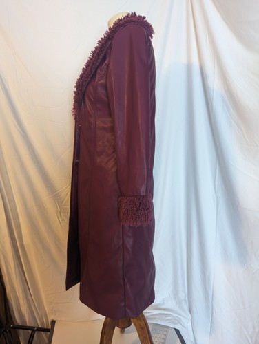 Penny Lane Style Women's Sz M Purple Faux Fur Leather Jacket Retro Glam Grunge - Picture 8 of 13