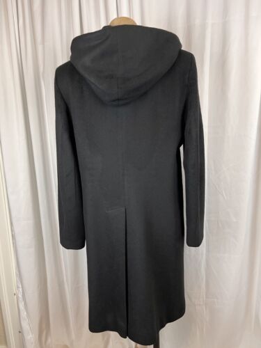 Albert Nipon Black Wool & Cashmere Hooded Single Breasted Coat Vintage Size 8 - Picture 3 of 12