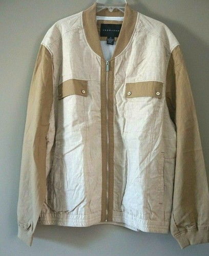 Sean John Herren Khaki Streifen Leichte Colorblocked Bomberjacke Gr. XL - Bild 2 von 5