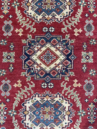 Tribal Rug Geometric Kazak Handmade 3x5 Wool Oriental Carpet - Picture 7 of 8