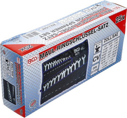 BGS Maul-Ringschlüssel-Satz Maulringschlüssel ZOLL SW 1/4" - 1.1/4" 25 tlg. - Bild 5 von 5