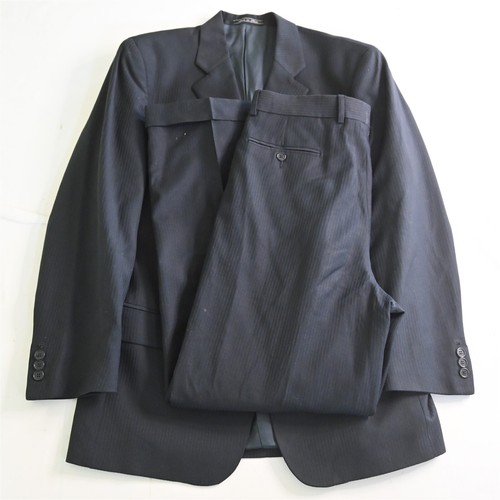 Bachrach 40R 32x32 Navy Blue Stripe Italy Made 100% Wool Mens Jacket Pants Suit - 第 1/12 張圖片