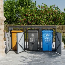 3 Wheelie Bin Boxes Outdoor Dustbin Shed Closure Metal Store Cover 3 Sheds House
