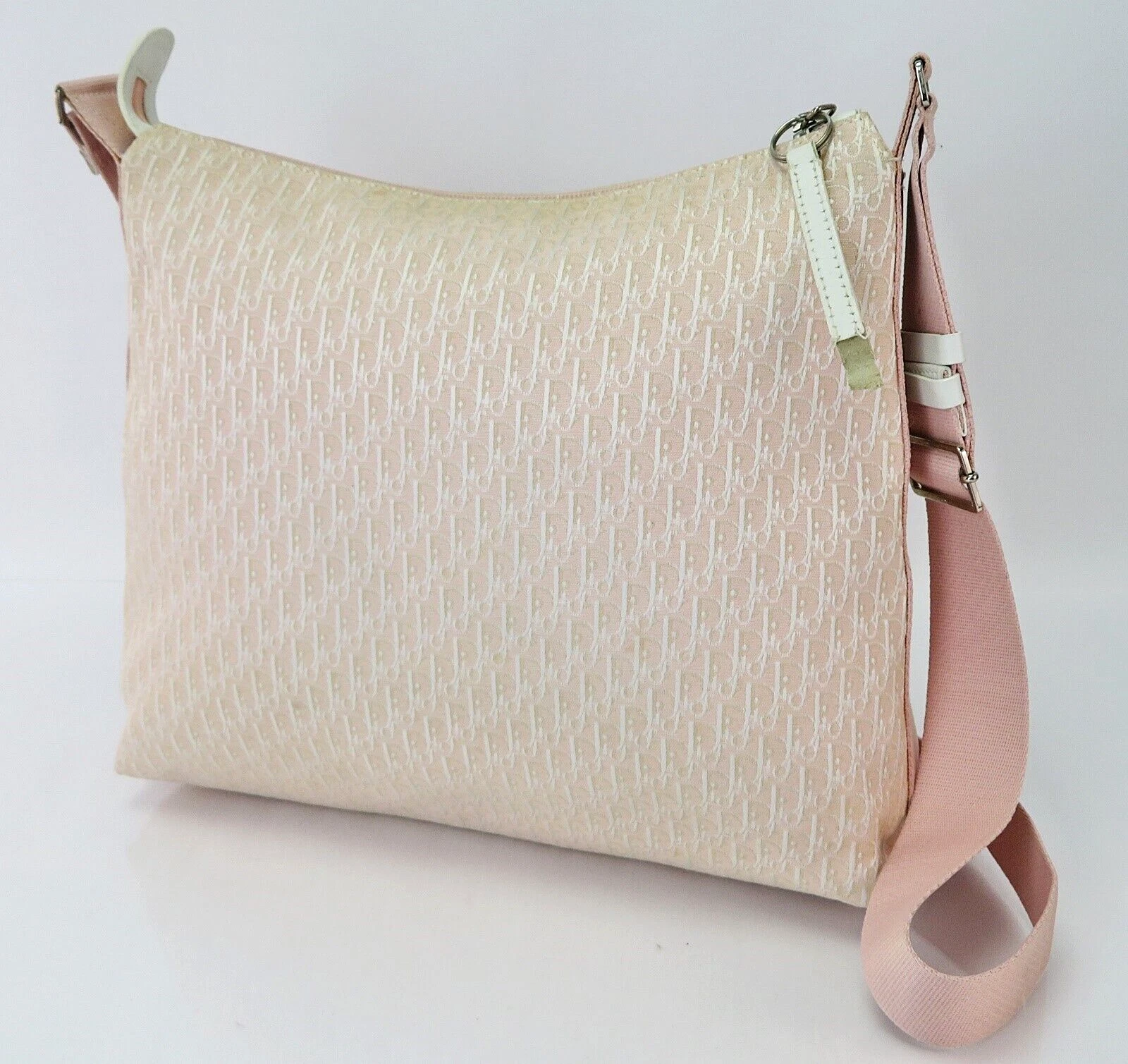 Authentique sac à main bandoulière CHRISTIAN DIOR en toile rose #60016