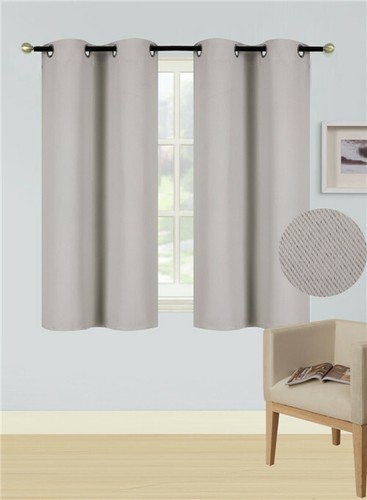 2PC GROMMET PANEL THERMAL 100% BLACKOUT WINDOW SHORT CURTAIN DRAPE 54" K54 - Picture 82 of 106