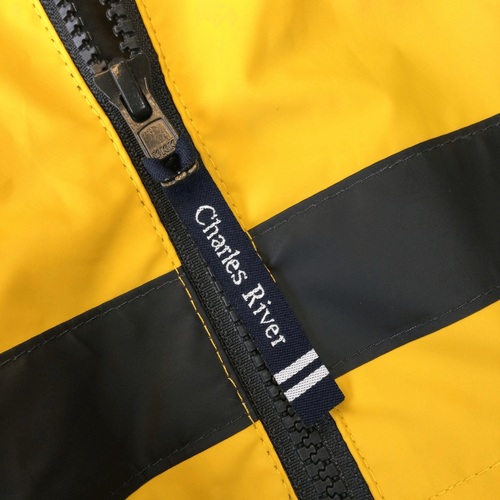 Charles River Apparel kids boys Yellow Black Zip Hooded Windbreaker rain Jacket - Picture 3 of 11