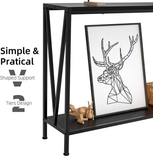 Console Table 2-Tier Storage Shelf Narrow Long Sofa Table for Entryway Hallway - Picture 22 of 29