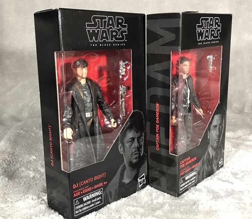 STAR WARS BLACK SERIES CAPTAIN POE DAMERON & DJ CANTO BIGHT ACTION FIGURES - Picture 2 of 5