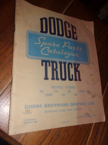1949 DODGE TRUCK PRELIMINARY SPARE PARTS CATALOGUE BRITAIN C217