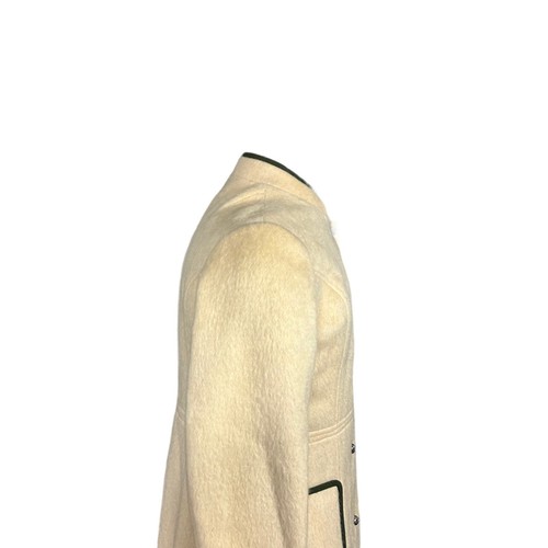 Vtg New England Sport Womens Beige & Green Trim Plush Wool Trench Top Coat Sz 18 - Picture 10 of 19
